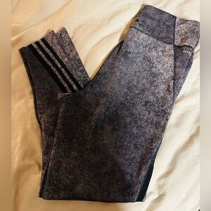 Adidas Heathered Gray Leggings with Black Stripes